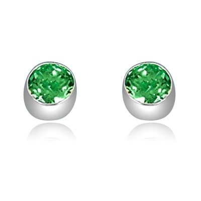 Diamond Essence 0.5 carat each, emerald stone set in 14K Gold Vermeil tubular bezel setting. 1.0 ct.t.w. Choice of 2 and 4 ct.t.w. available.