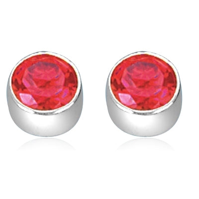 Diamond Essence 0.5 carat each, ruby stone set in 14K Gold Vermeil tubular bezel setting. 1.0 ct.t.w. Choice of 2 and 4 ct.t.w. available.