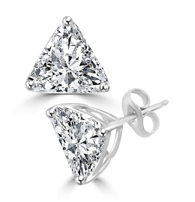 Trilliant cut Diamond earring in sterling silver