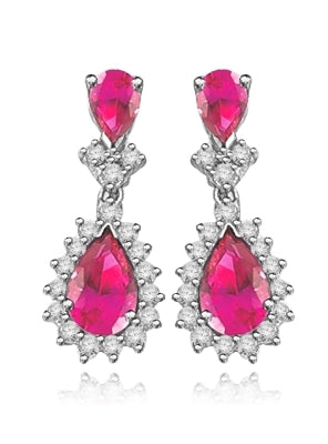 7 ct ruby essence, 2 ct ruby accents gold earrings