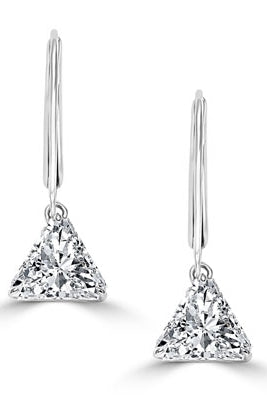 Diamond Essence Brilliant Trilliant Cut 1 Ct each, for a 2 Cts. T.W. Lever Back Earrings set in Sterling Silver. Mesmerizing beauty for all occasions.