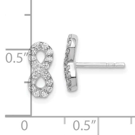 Infinity Symbol Diamond sterling silver earring