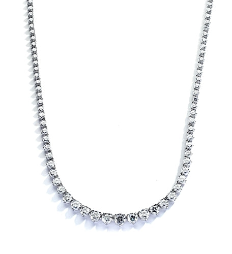 16" necklace of graduated round stones in silver