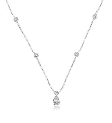 3ct pear cut diamond with bezel-set in silver