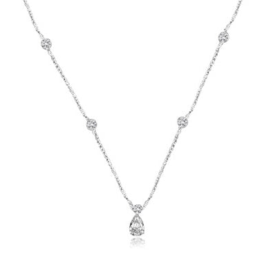 3ct pear cut diamond with bezel-set in silver