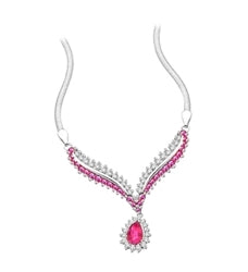 4.5 ct. Ruby Essence stones necklace in Platinum Plated Sterling Silver