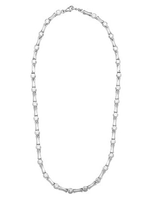Bambooty - Exquisite Bamboo Necklace with Round Diamond Essence Masterpieces in a unique prong and link setting forming 9.25 cts. T.W. set in Platinum Plated Sterling Silver.
