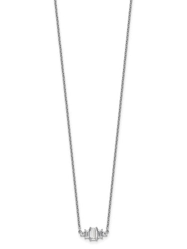 Beautiful Trio Necklace with emerald cut stones and two round diamonds by Diamond Essence set in platinum plated sterling silver, 3.5 cts.t.w.
