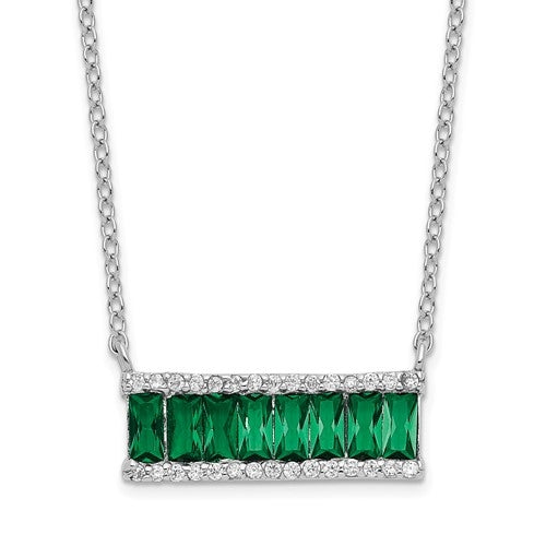 Diamond Essence emerald Necklace, 2 Cts.T.W. in Platinum Plated Sterling Silver.
Length-18"