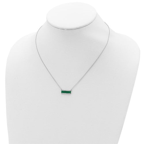 Diamond Essence emerald Necklace, 2 Cts.T.W. in Platinum Plated Sterling Silver.
Length-18"