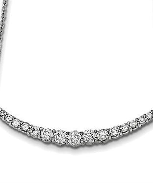 Diamond Essence 16" Necklace with Graduating Round Brilliant Stones,1.70 Cts.T.W. set in Platinum Plated Sterling Silver.