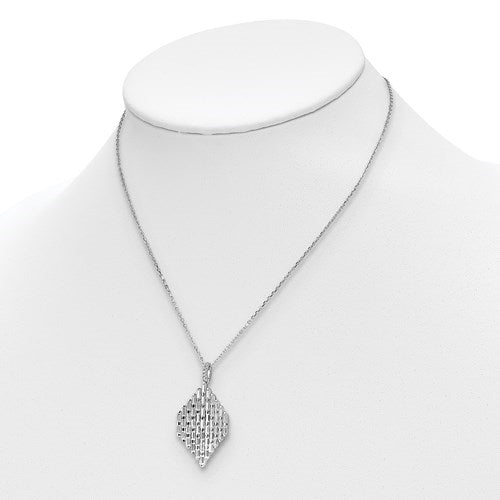 Prong set cluster necklace with artificial brilliant baguettes 5 Cts.t.w. 47 baguettes,6 round melee in platinum plated sterling silver.