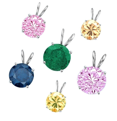 3ct different color stone pendants Silver