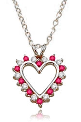 Ruby Essence Heart Pendant - 0.5 Cts. T.W. set in Platinum Plated Sterling Silver.