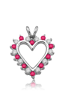 Ruby Essence Heart Pendant - 0.5 Cts. T.W. set in Platinum Plated Sterling Silver.