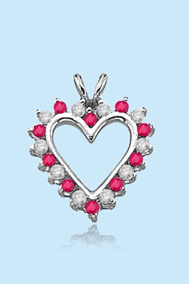 Ruby Essence Heart Pendant - 0.5 Cts. T.W. set in Platinum Plated Sterling Silver.