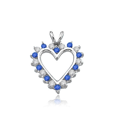 Sapphire Essence Heart Pendant - 0.5 Cts. T.W. set in Platinum Plated Sterling Silver.