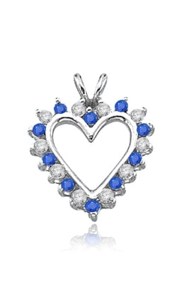 Sapphire Essence Heart Pendant - 0.5 Cts. T.W. set in Platinum Plated Sterling Silver.