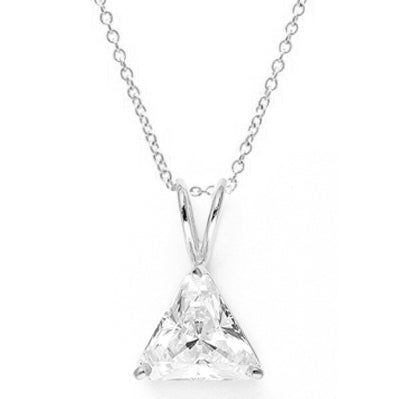 Diamond Essence Pendant with 3.0 ct Triangle stone in Platinum Plated Sterling Silver.