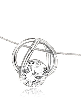 Platinum Plated Sterling Silver Slide Pendant with classic Round Brilliant Diamond Essence. 1.25 Cts.T.W.
Free Silver Chain Included.