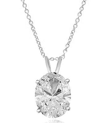 Oval-cut Diamond pendant in 14K White Gold