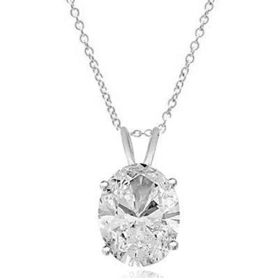 Oval-cut Diamond pendant in 14K White Gold