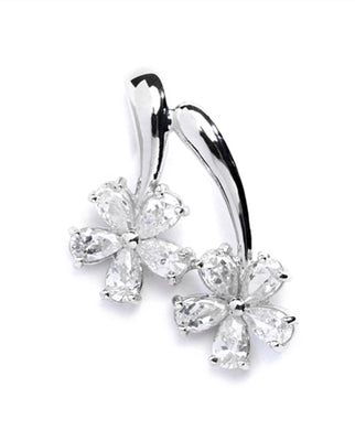Pendant-Silver,2 flower slide,10 pear shape stone