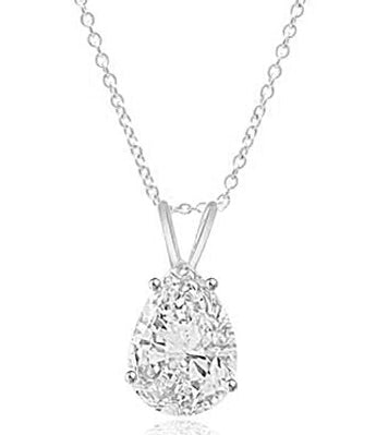 Pear-cut Diamond pendant in Silver