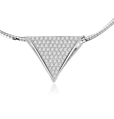 Delicious Slide to make head and heart spinning on its triangular axis! 2.0 Cts. T.W. in Platinum Plated Sterling Silver.(Chain included)