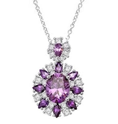 Silver pendant with Amethyst stones