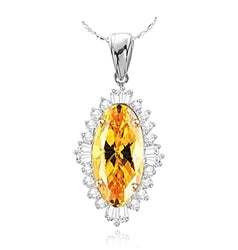 Marquise Cut Citrine stone in Platinum Plated Silver pendant