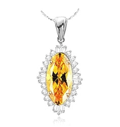 Marquise Cut Citrine stone in Platinum Plated Silver pendant