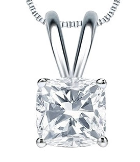 Cushion cut Diamond pendant Sterling Silver
