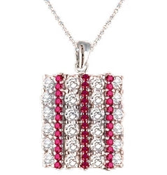 Sterling silver Pendant with ruby and white diamond