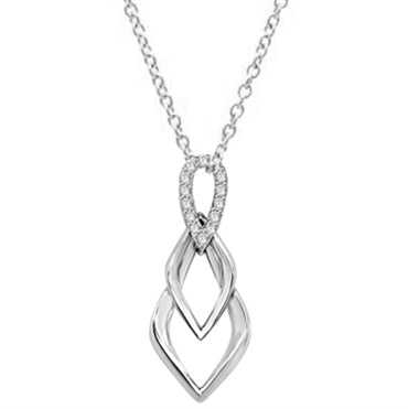 Tear Drop Pendant with Diamond Essence Triple Twist. 0.75 Cts. T.W. set in Platinum Plated Sterling Silver.