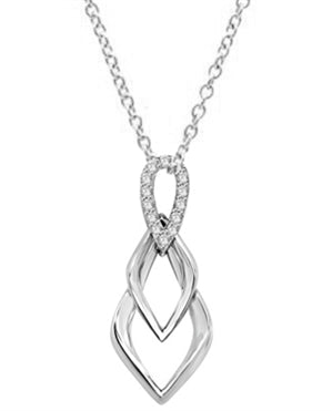 Tear Drop Pendant with Diamond Essence Triple Twist. 0.75 Cts. T.W. set in Platinum Plated Sterling Silver.