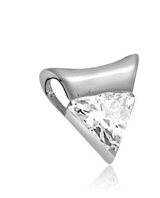 pendant-1ct triangle cut stone in Platinum Plated Sterling Silver