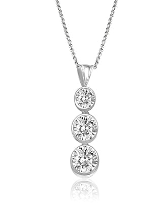 pendant of bezel-set round diamonds in silver
