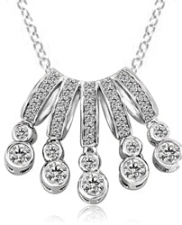Diamond Essence Art Deco Pendant Set in Solid Sterling Silver Displaying 5 Arrays of dazzling White Brilliant Essence boasting 5 Cts. T.W.