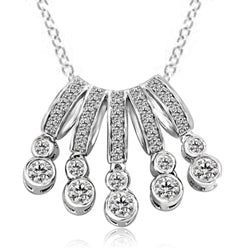 Diamond Essence Art Deco Pendant Set in Solid Sterling Silver Displaying 5 Arrays of dazzling White Brilliant Essence boasting 5 Cts. T.W.