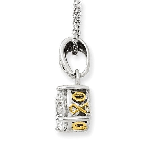 Diamond Essence 2.0 carat round brilliant stone set in prong setting of Platinum Plated Sterling Silver. Chain included.