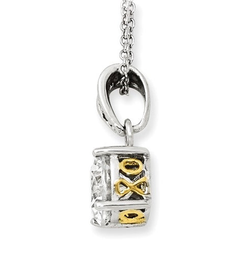 Diamond Essence 2.0 carat round brilliant stone set in prong setting of Platinum Plated Sterling Silver. Chain included.