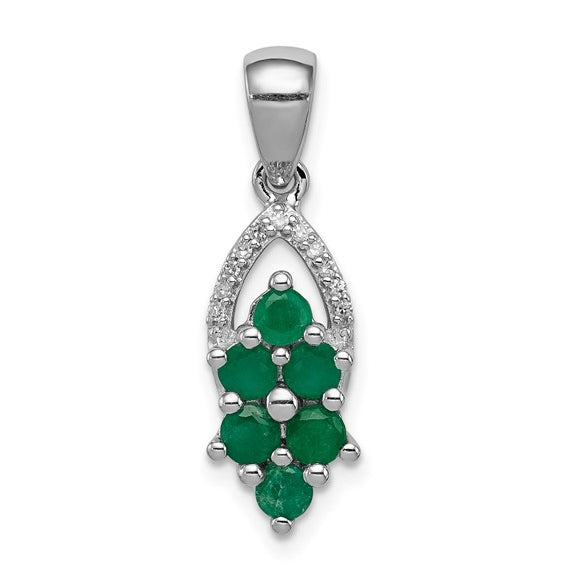 A glittering prong-set pendant for women with faux round brilliant Diamonds by Diamond Essence set in platinum plated sterling silver. 0.80 Cts.t.w.