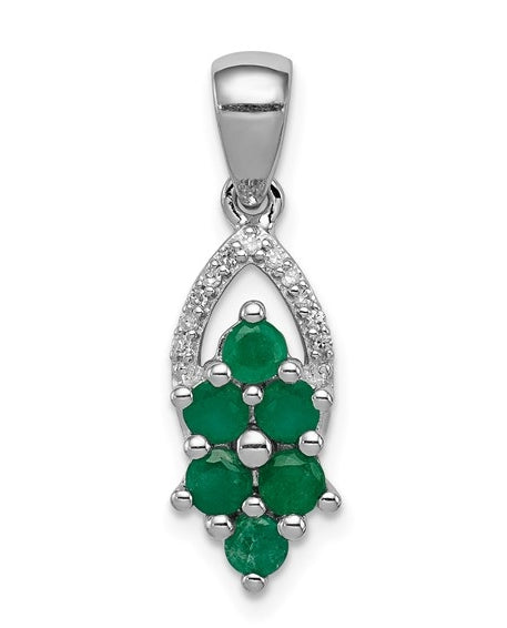 A glittering prong-set pendant for women with faux round brilliant Diamonds by Diamond Essence set in platinum plated sterling silver. 0.80 Cts.t.w.