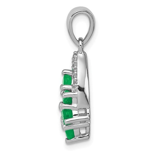 A glittering prong-set pendant for women with faux round brilliant Diamonds by Diamond Essence set in platinum plated sterling silver. 0.80 Cts.t.w.