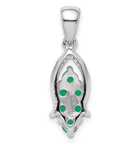 A glittering prong-set pendant for women with faux round brilliant Diamonds by Diamond Essence set in platinum plated sterling silver. 0.80 Cts.t.w.