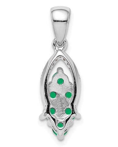 A glittering prong-set pendant for women with faux round brilliant Diamonds by Diamond Essence set in platinum plated sterling silver. 0.80 Cts.t.w.
