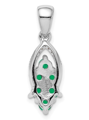 A glittering prong-set pendant for women with faux round brilliant Diamonds by Diamond Essence set in platinum plated sterling silver. 0.80 Cts.t.w.
