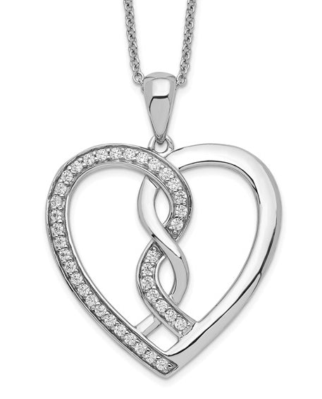 Platinum Plated Sterling Silver pendant with two hearts as one.