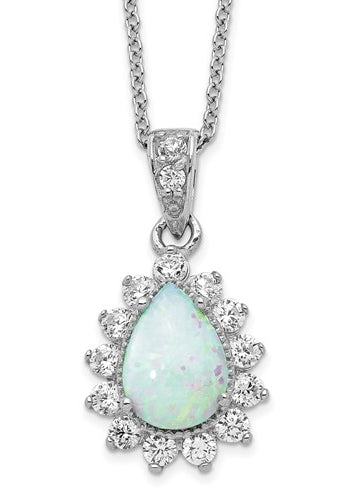 1.25 ct tw opal pendant in platinum plated sterling silver